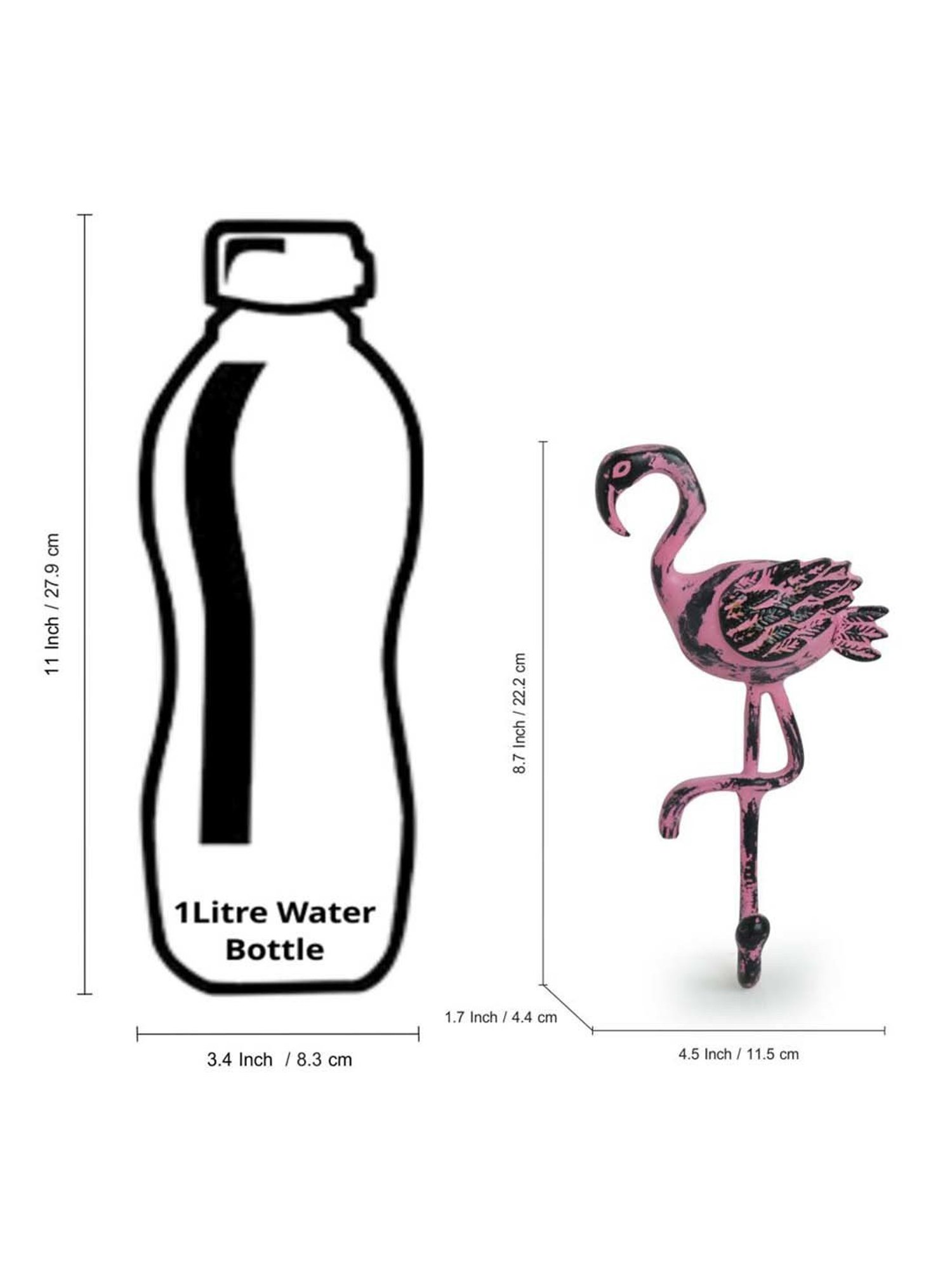 ExclusiveLane 'The Blushing Flamingo' Rustic Aluminium Wall Decor & Wall Hook (8.7 Inch)