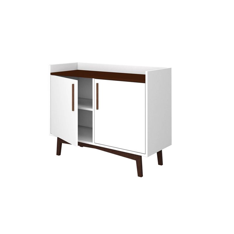 35.43" Brookdale Sideboard White/Nut Brown - Manhattan Comfort