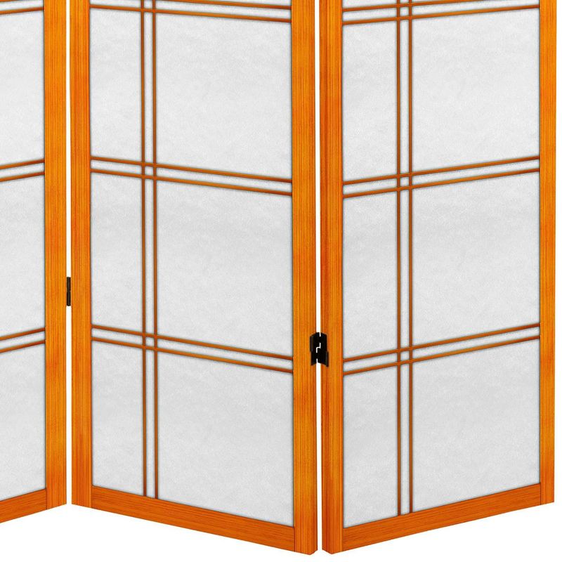 6 ft. Tall Canvas Double Cross Room Divider - Honey (4 Panels)