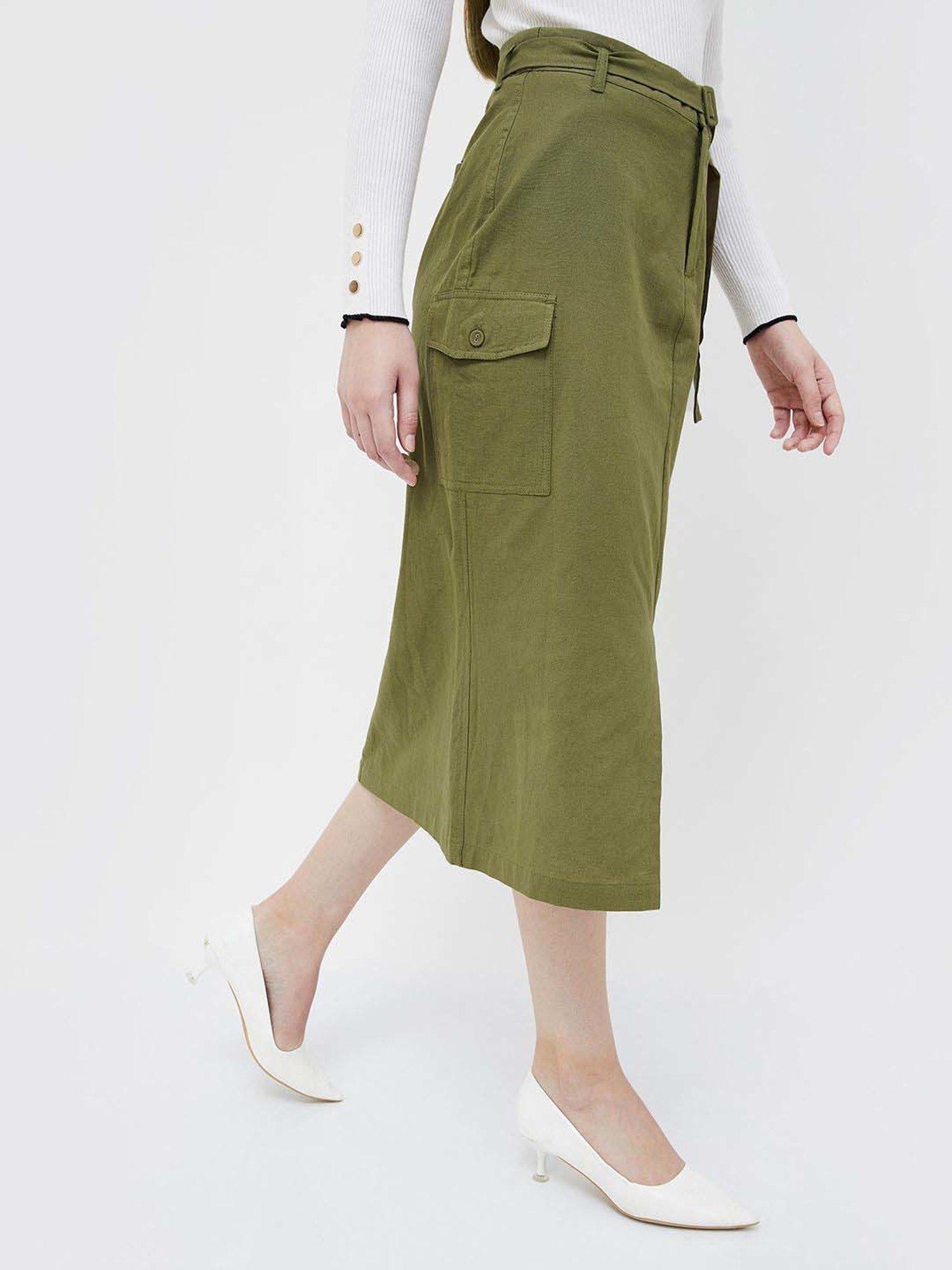 Code by Lifestyle Green Cotton Shift Skirt