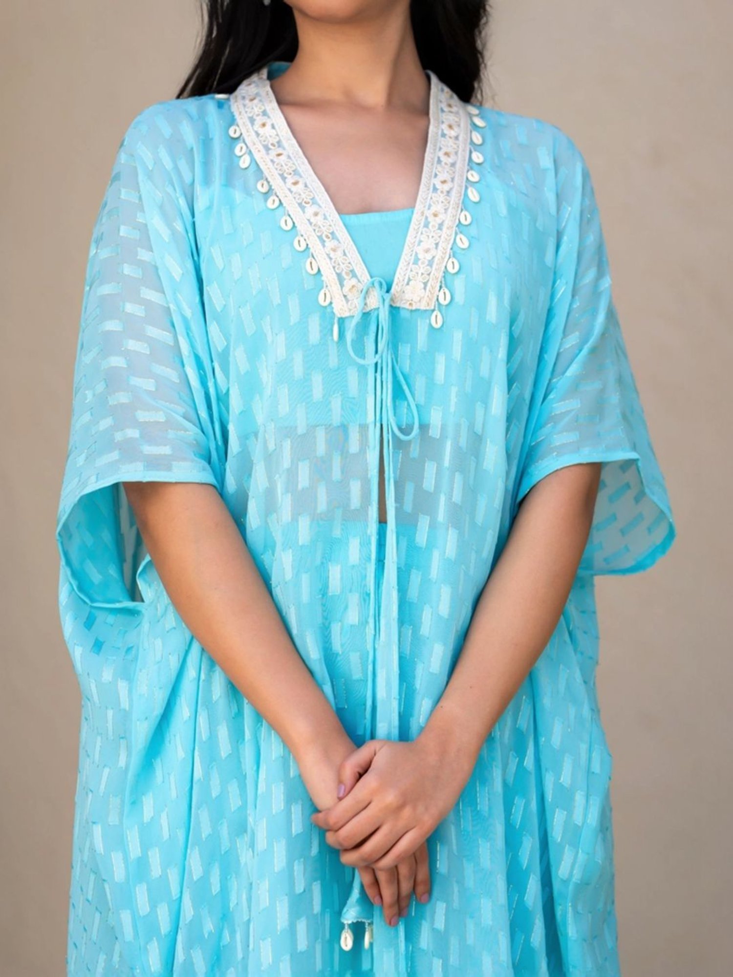 HOUSE OF JAMOTI Blue Embroidered Kurta Pant Set