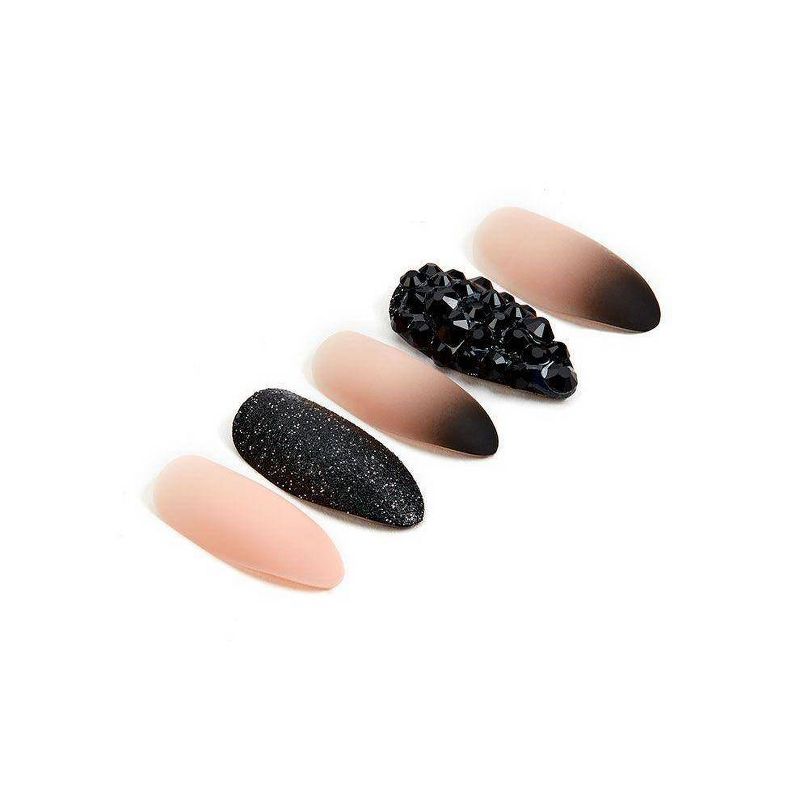 Ardell Nail Addict False Nails Black Stud & Pink Ombre - 24ct