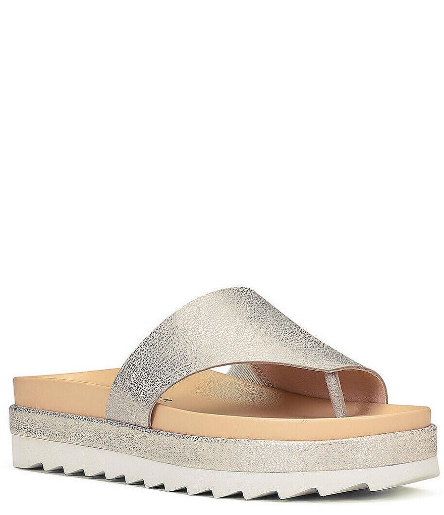 Donald Pliner Lylaa Leather Platform Thong Slide Sandals