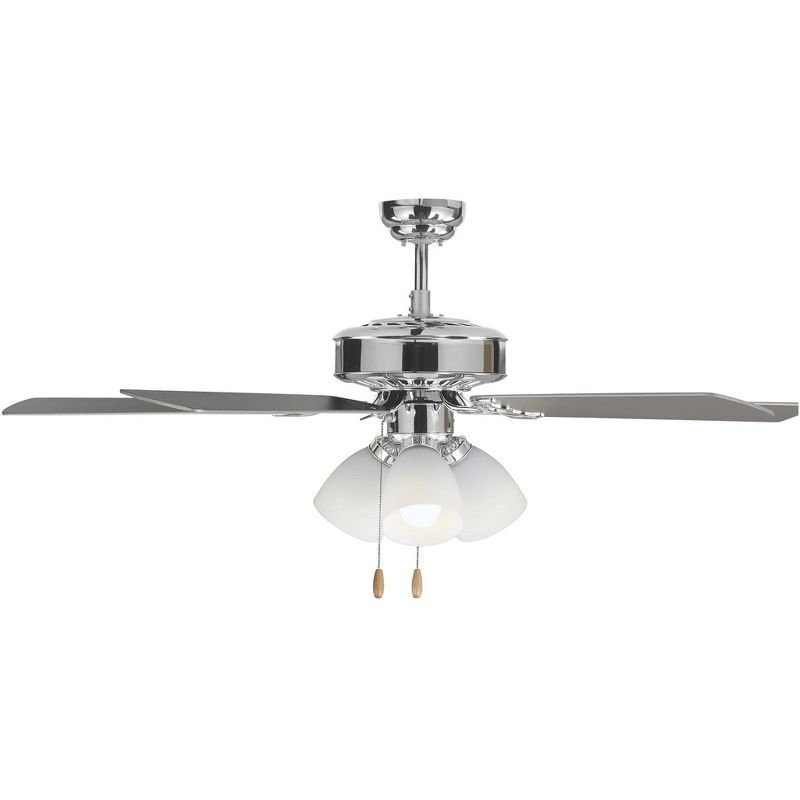 52" Monte Carlo Haven LED 3 Chrome 3-Light Pull Chain Ceiling Fan