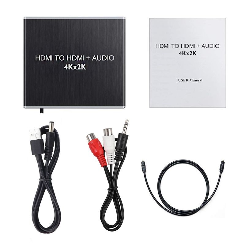 HDMI Audio Extractor Splitter,  4Kx2K HDMI  Optical Audio Adapter,  HDMI to Optical TOSLINK SPDIF Converte with 3.5mm Stereo Audio Out for Fire TV, Apple TV, Blue-ray DVD, XBOX