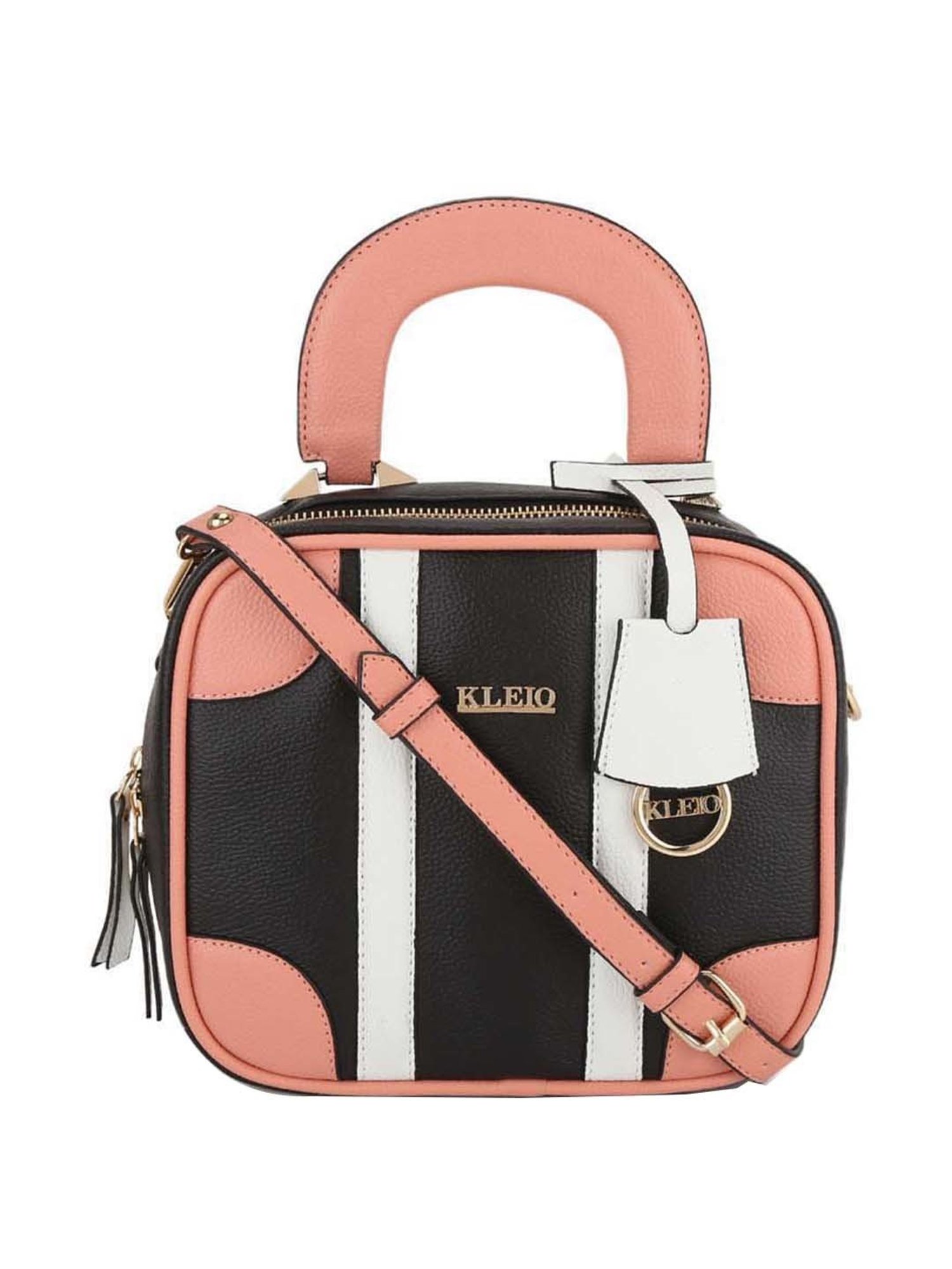 KLEIO Black Solid Medium Handbag