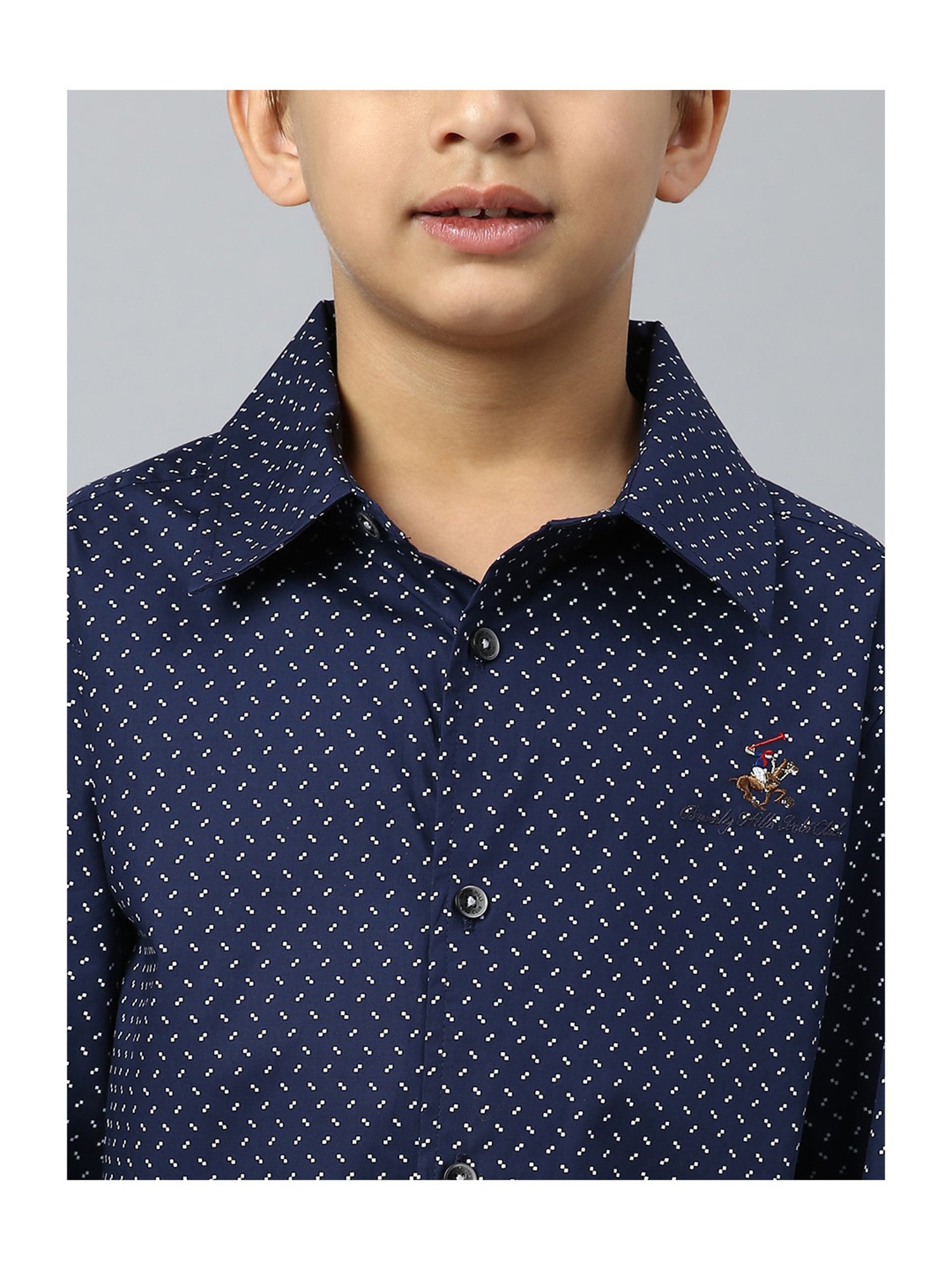 Beverly Hills Polo Club Kids Navy Checks Full Sleeves Shirt