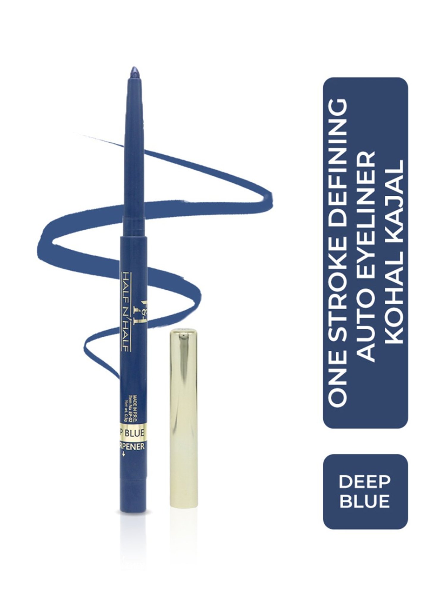 Half N Half One Stroke Defining Auto Eyeliner Kohl Kajal Deep Blue - 0.3 gm