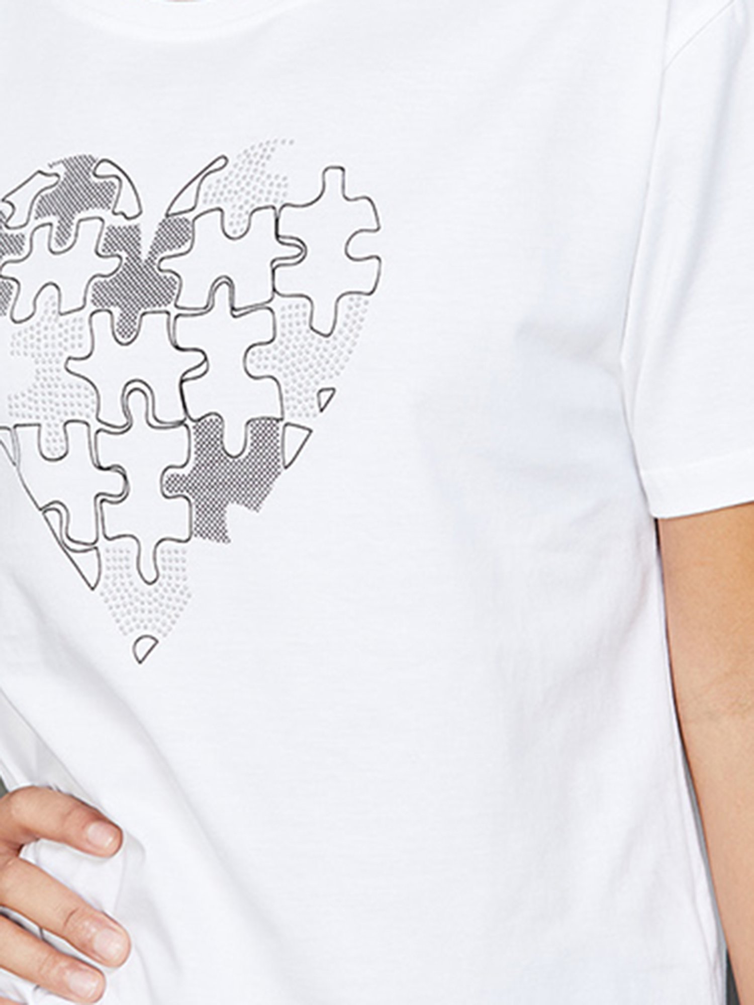 Fame Forever by Lifestyle White & Black Cotton Printed T-Shirt