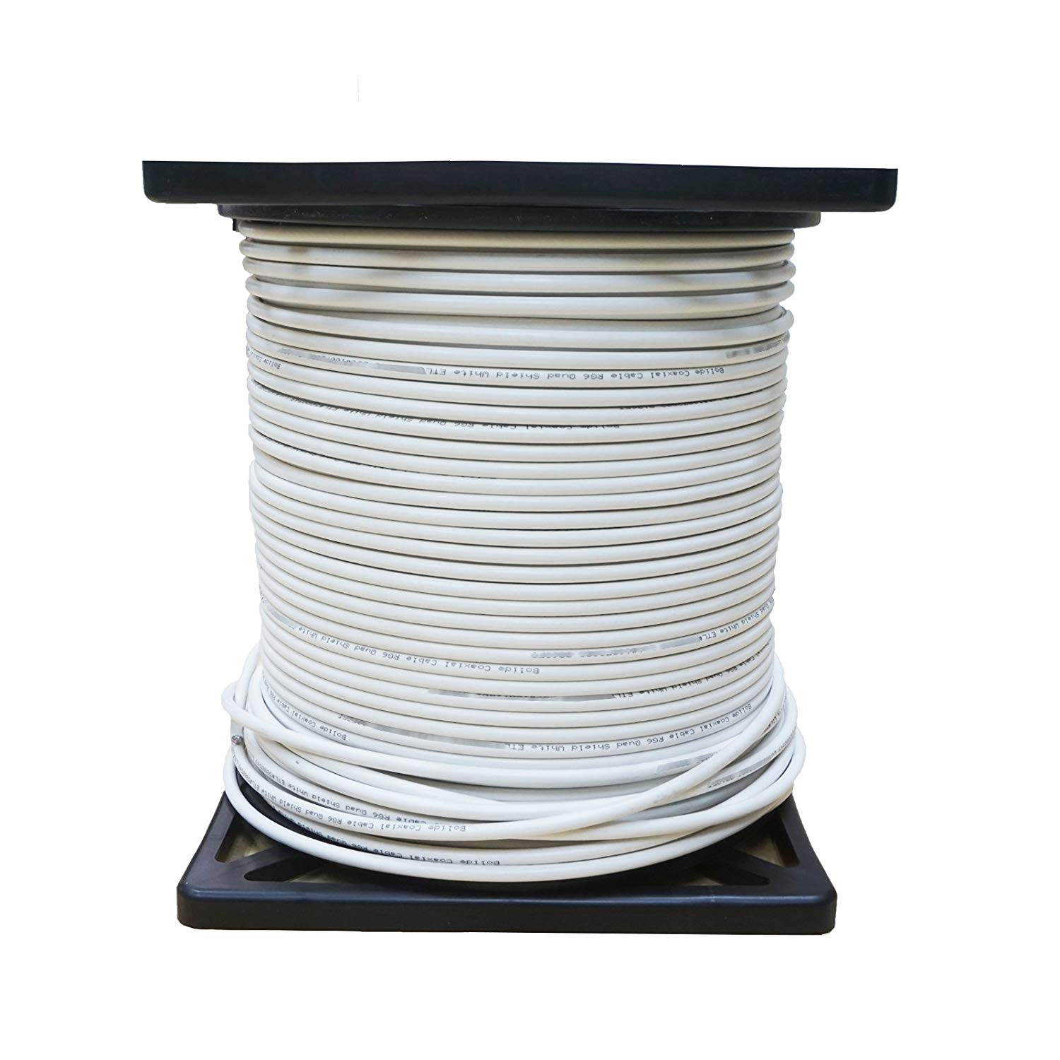 Five Star Cable 1000 ft. RG6 Quad Shielded Coaxial Cable ETL Listed for use with Audio/Video, Radio Frequency, and CATV/MATV Transmissions. White