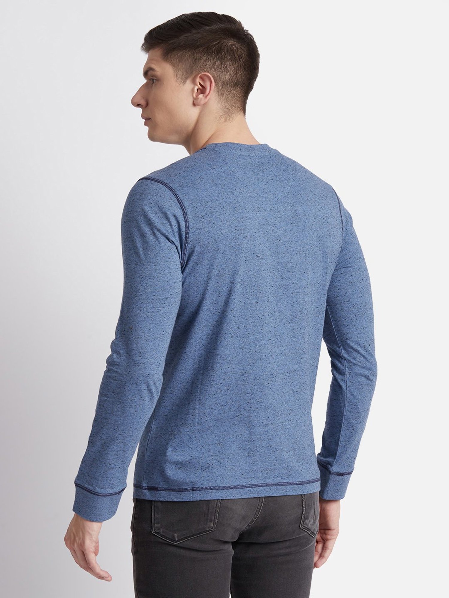 Beverly Hills Polo Club Blue Melange Regular Fit Pure Cotton Crew T-Shirt