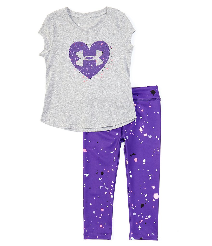 Under Armour Little Girls 2T-6X Short-Sleeve UA Splash Heart Tee & Leggings Set