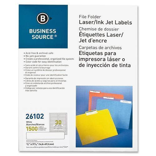 Business Source File Folder Labels Laser/Inkjet 2/3"x3-7/16" 1500/PK White 26102