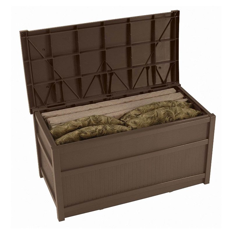 Suncast 50 Gallon Capacity Resin Outdoor Patio Storage Deck Box, Mocha Brown