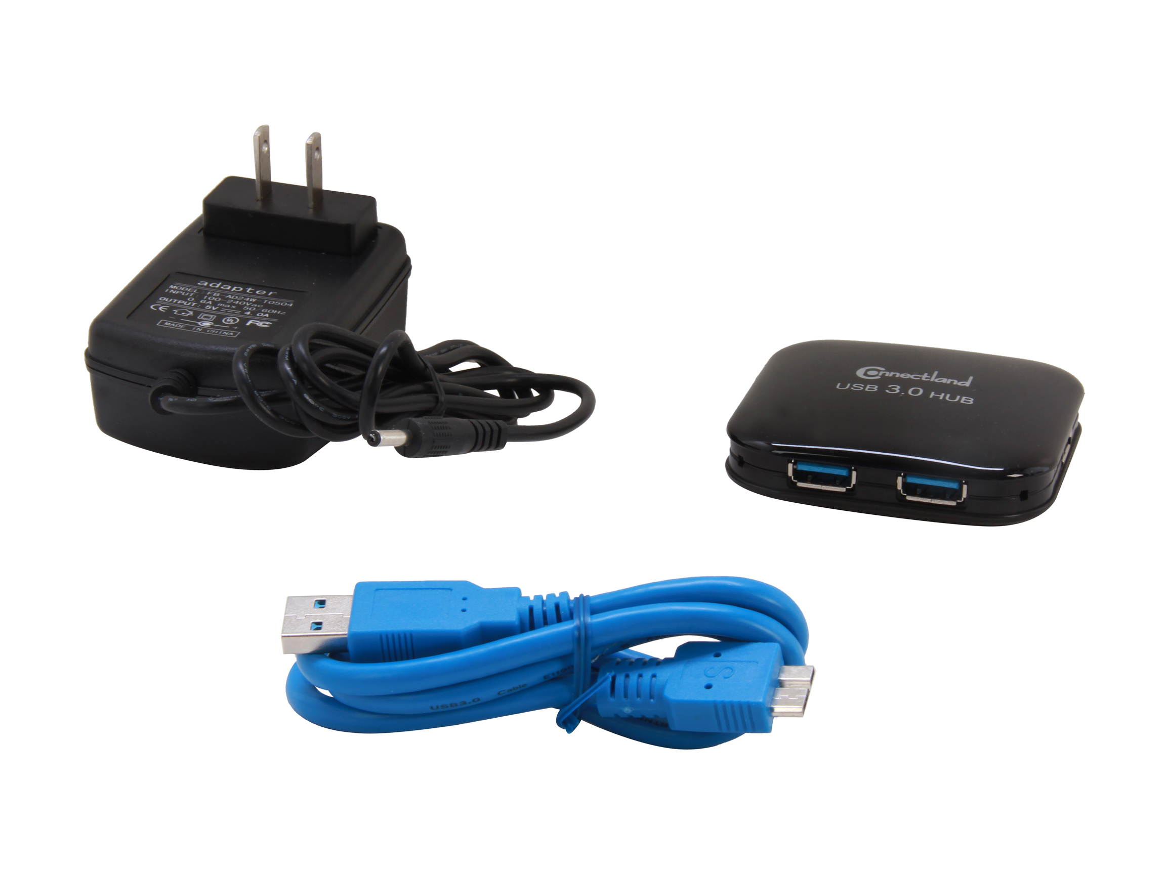 SYBA CL-HUB20126 USB 3.0 4-port Pocket Size Hub, 5Gbps Data Rate, Free AC Adapter and Cable - Black