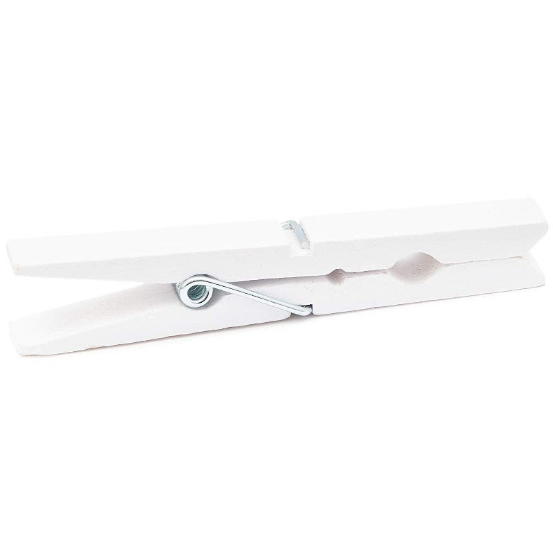 Juvale 100-Count White Wooden Clothes Pins 4" for Laundry & Decorate Photos/ Pictures/ Postcards, Clothespins for DIY Art Craft Party Favors