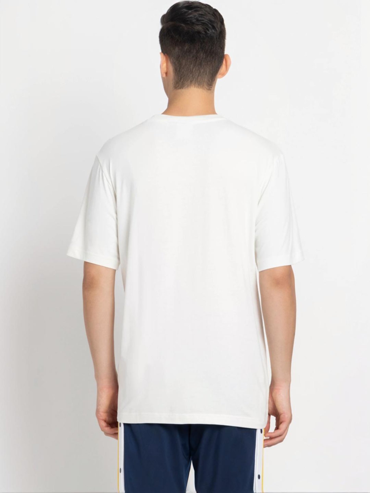 Adidas Originals White Cotton Regular Fit Printed T-Shirt