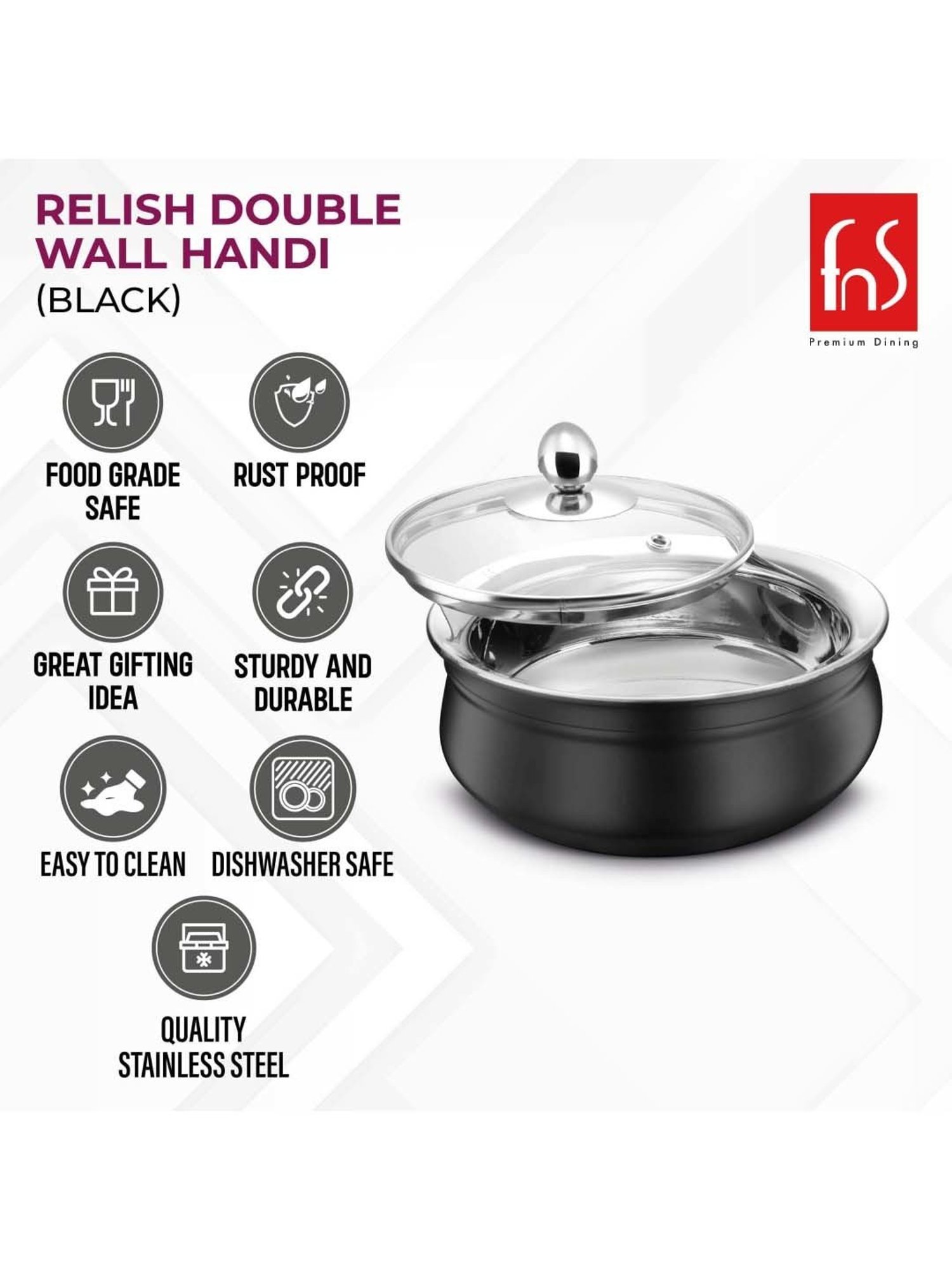 Hawkins Silver & Transparent Stainless Steel 19 cm Gas Compatible Handi With Lid (2 L) - Set of 1