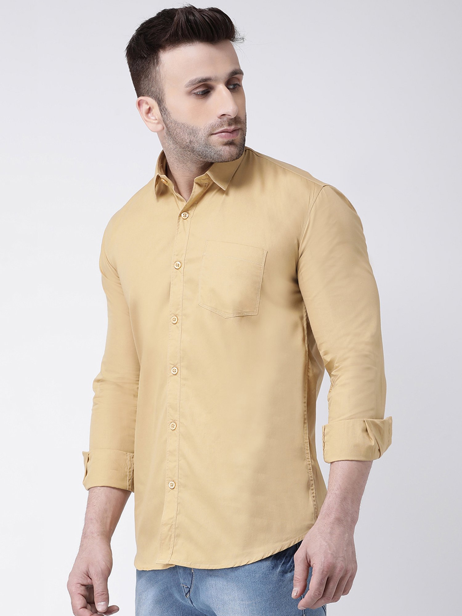 Hangup Plus Khaki Slim Fit Pure Cotton Shirt