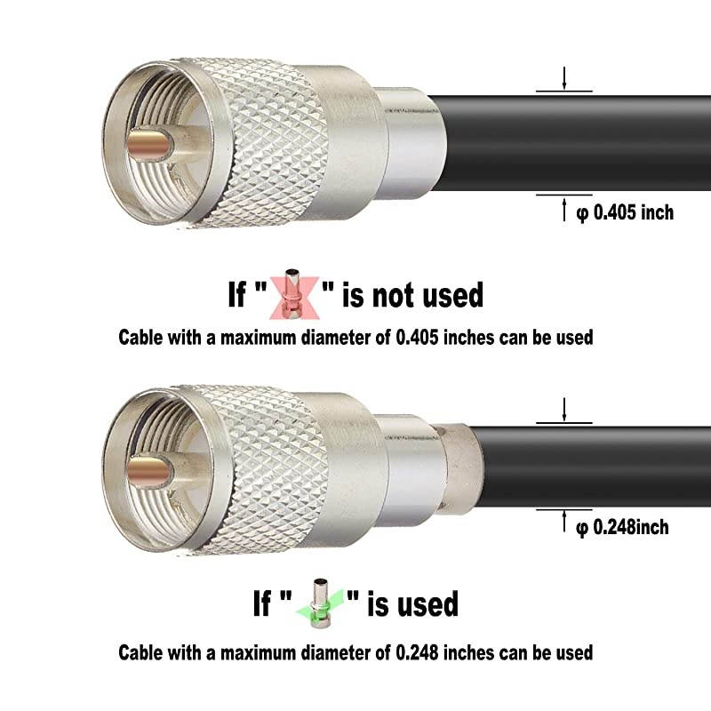 Silver UHFPL259 Male Solder Coax Connector for 50ohm Low Loss RG8x RG213 RG214 9913 RF Cable Pack of 5