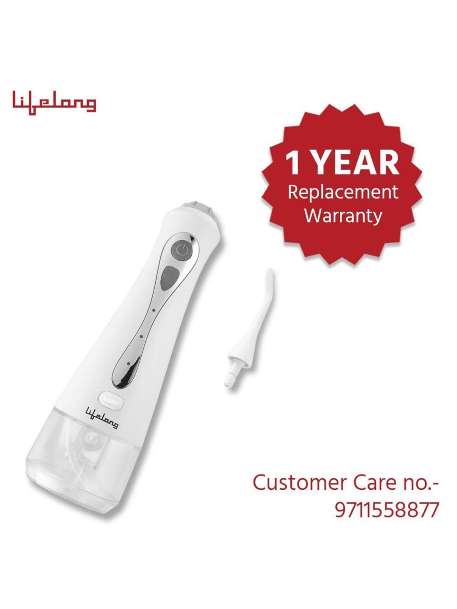 Lifelong LLDC36 Rechargeable Water Teeth Flosser (White)