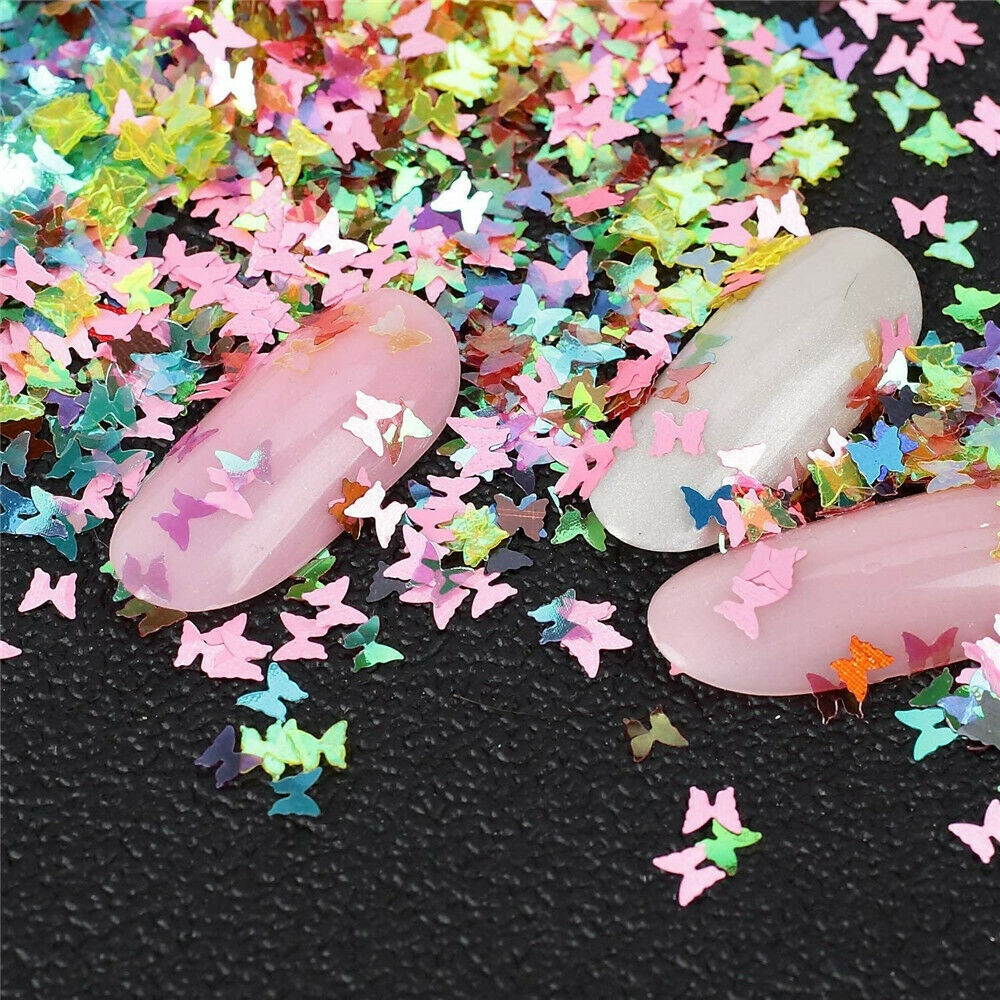Nail Glitter Sequins Holographic Laser Butterfly Flakes Nail Art 3D Decoron