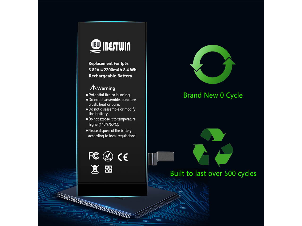 IBESTWIN 2200mAh Upgrade Replacement Battery for iPhone 6s with Tool kit Adhesive and Instruction, High Capacity Battery 0 Cycle-3 Years Warranty