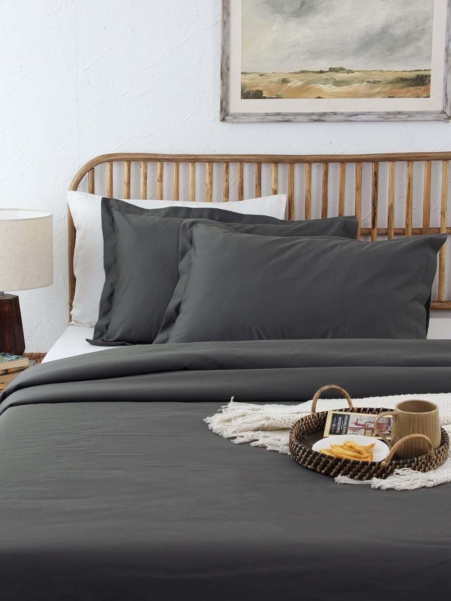 House This Pepper Grey Cotton 600 TC Double Duvet Cover