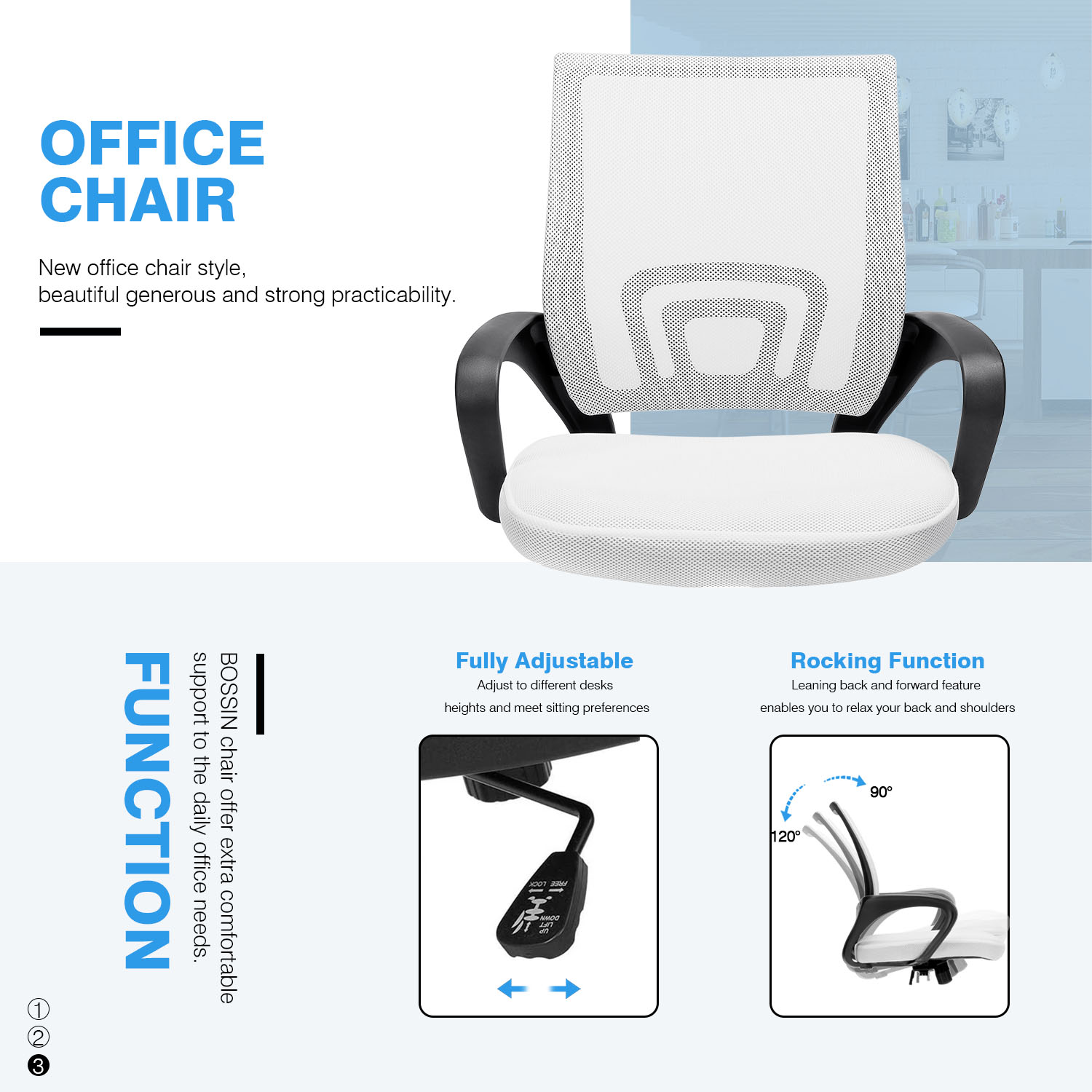 Vitesse Office Chair Mesh Desk Chair Ergonomic Computer Chair with Lumbar Support Modern Executive Adjustable Chair Rolling Swivel Chairs for Women Men,Grey