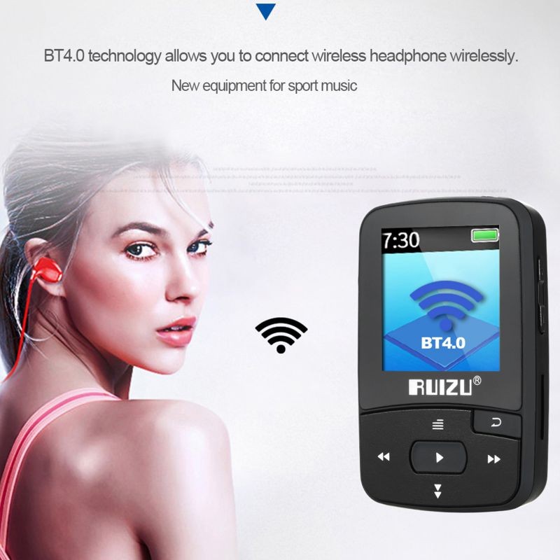 RUIZU X50 8GB 1.5in MP3 Player HiFi Lossless Sound Quality Bluetooth Pedometer TF Card FM Radio Recording E-book Time Calendar