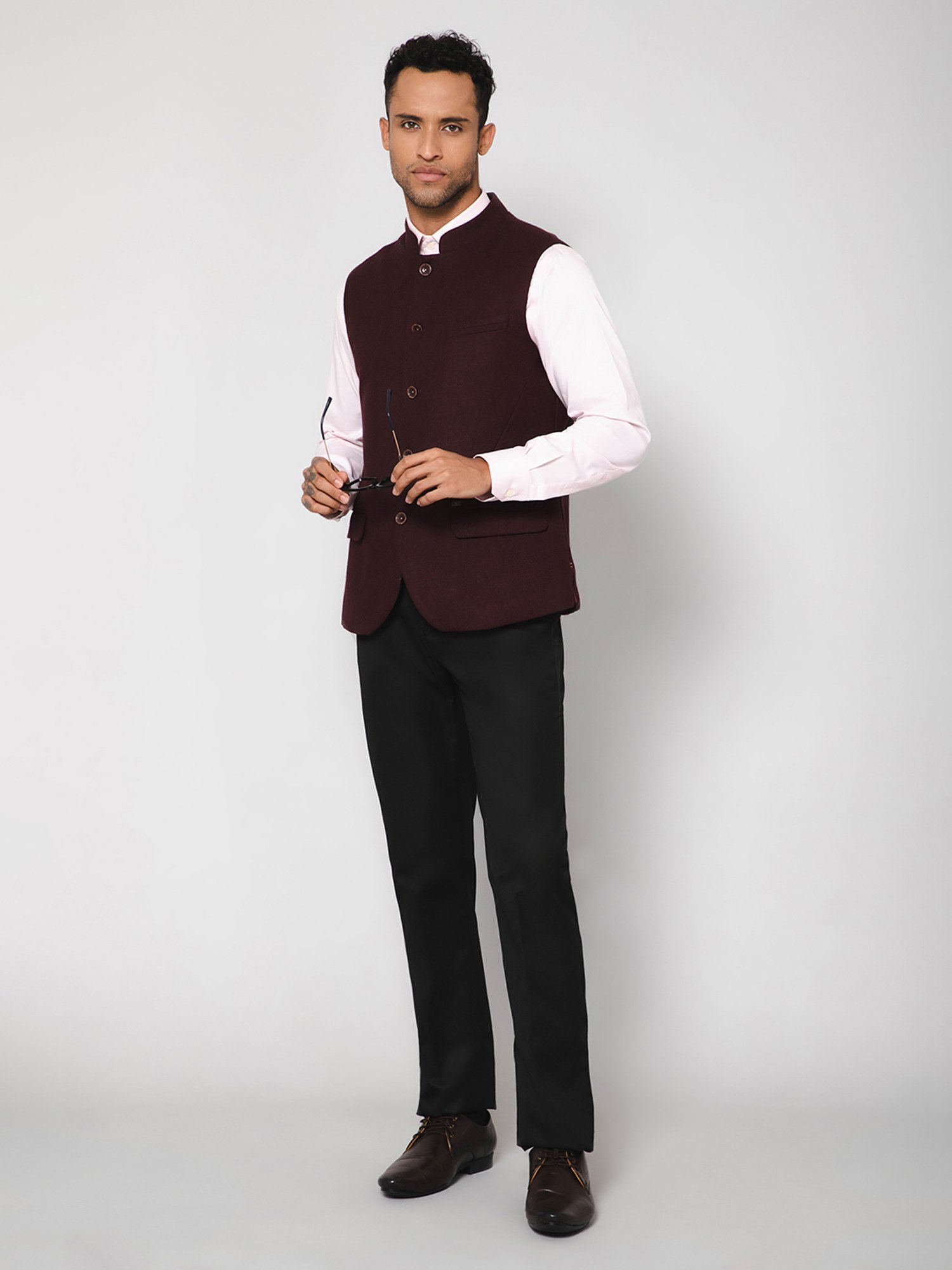 Cantabil Wine Regular Fit Nehru Jacket