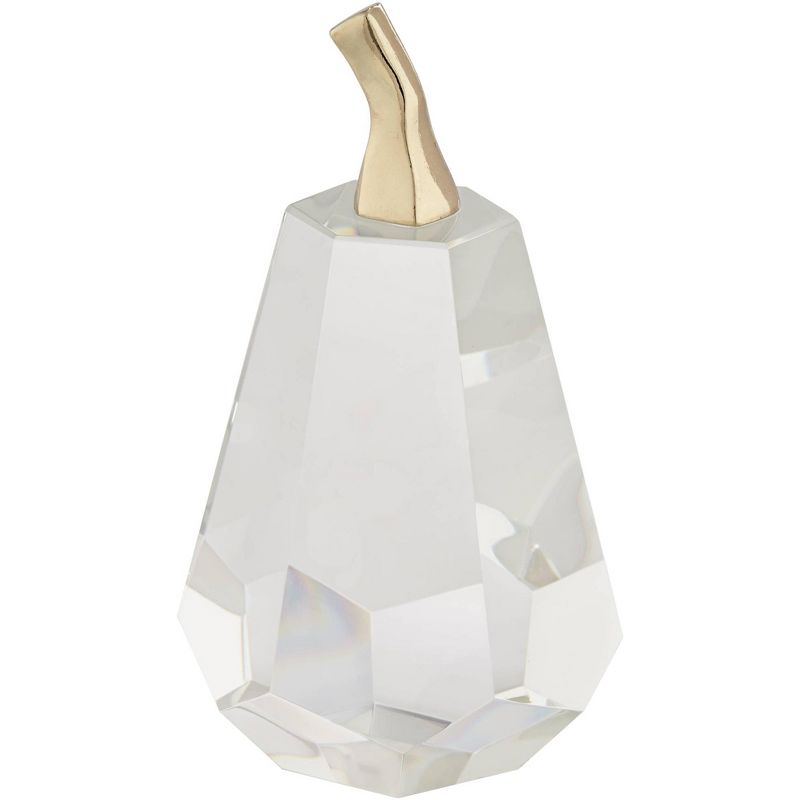 Studio 55D Rikker 6 3/4" High Transparent Glass Pear Figurine with Gold Top