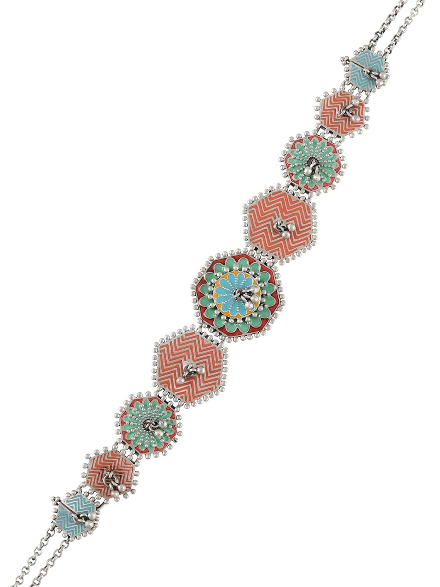 Tribe Amrapali 92.5 Sterling Silver Rangeeli Ghungroo Collar Necklace for Women