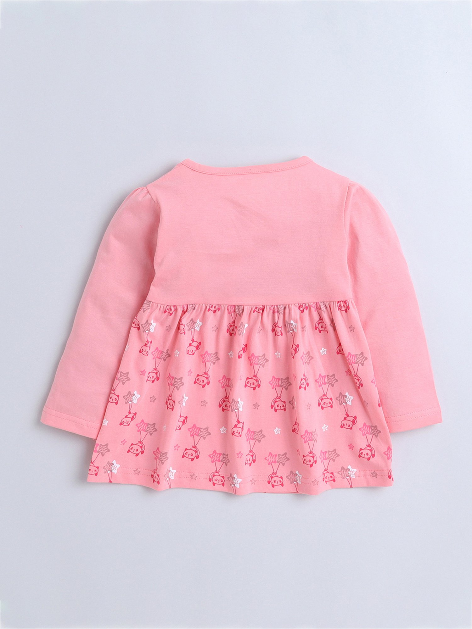 Bumzee Kids Pink Printed Full Sleeves Frock