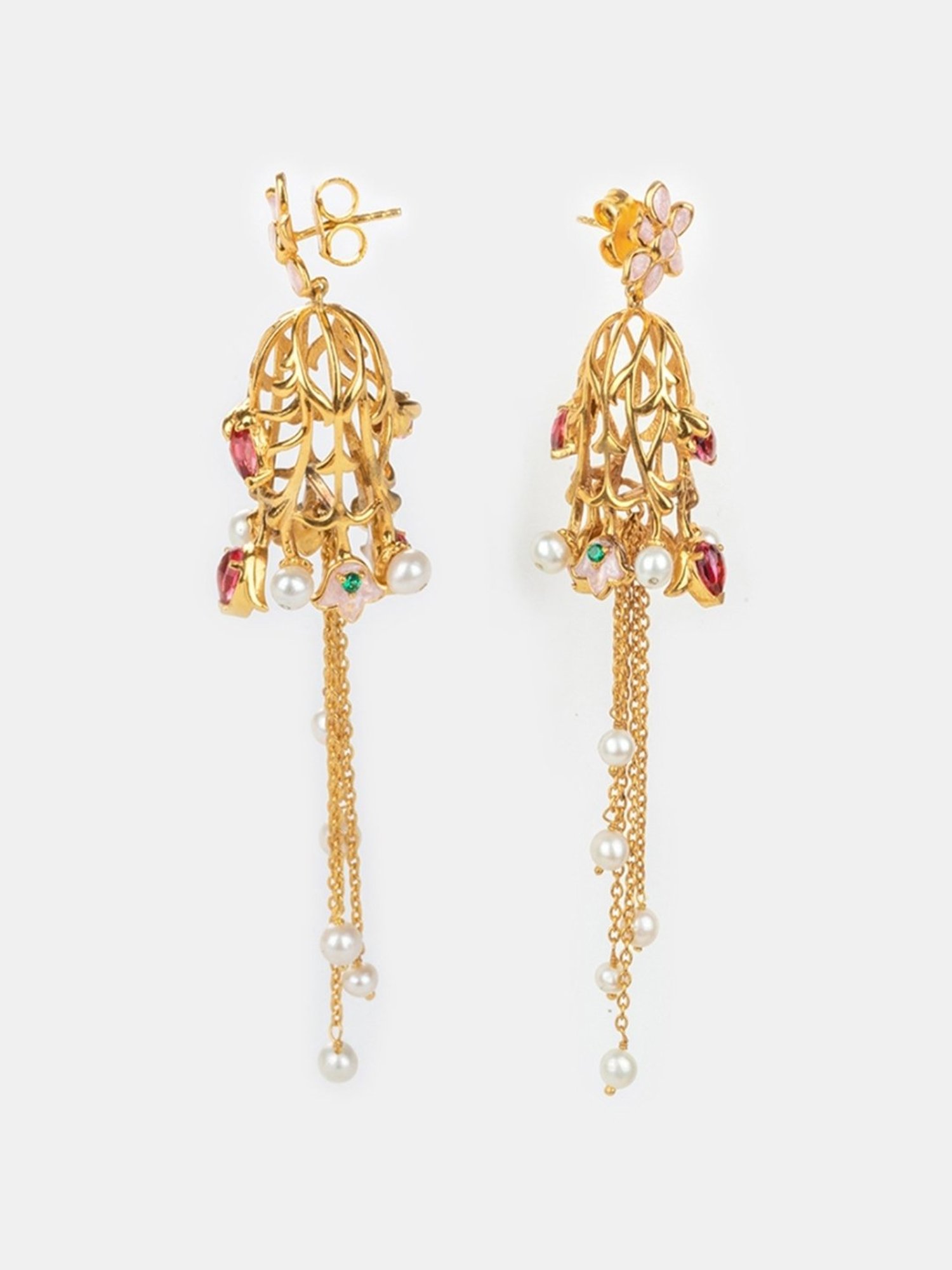 Shaya 92.5 Sterling Silver Yellow Gold Shaadi Squad Nakhrewali Aunty Jhumki Earrings for Women