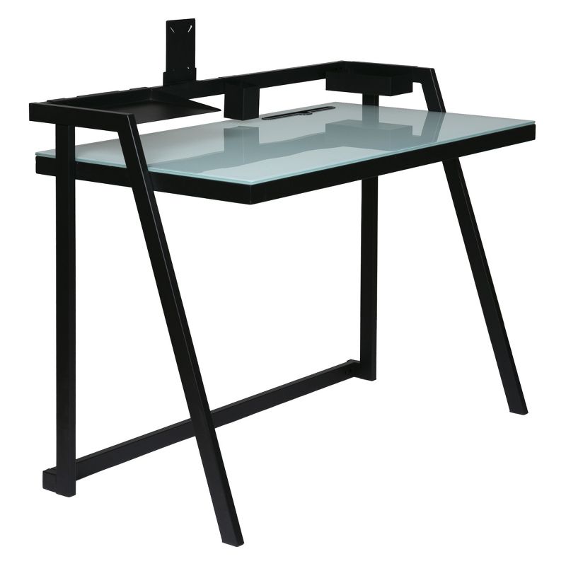Tablet Desk Glass Desktop With Metal Frame Black - OneSpace