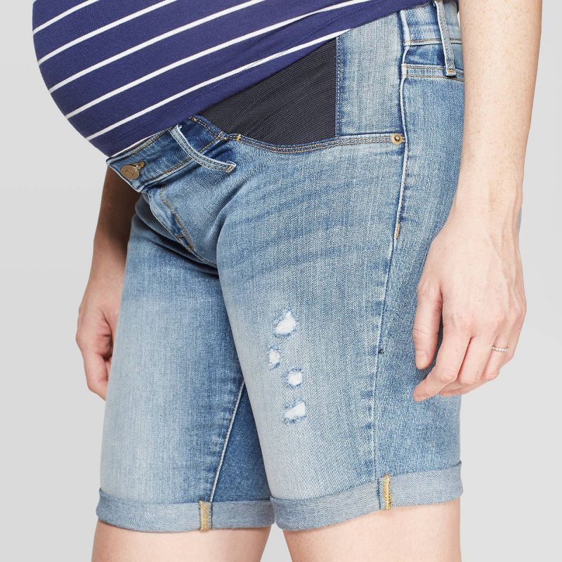 Maternity Side Panel Bermuda Jean Shorts - Isabel Maternity by Ingrid & Isabel™ Light Wash 16