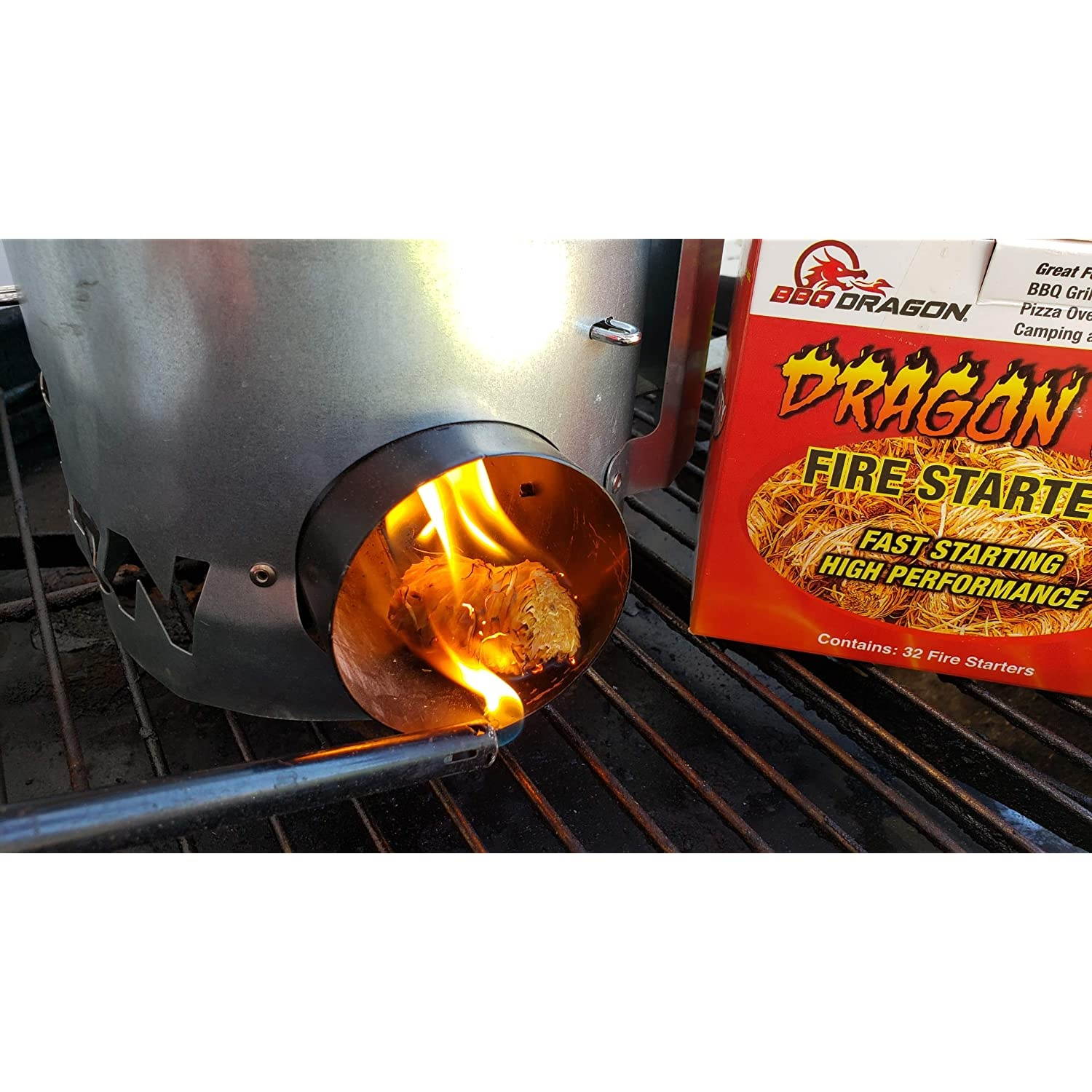 BBQ Dragon Dragon Egg Fire Starter - Fastest Charcoal Starter for Charcoal Grill, Kamado Grills,BBQ Grill, Camping Stove, Green Egg, Grill Lighter Lights Easy, Burns Hot 1500F, Quality - 32 Pack