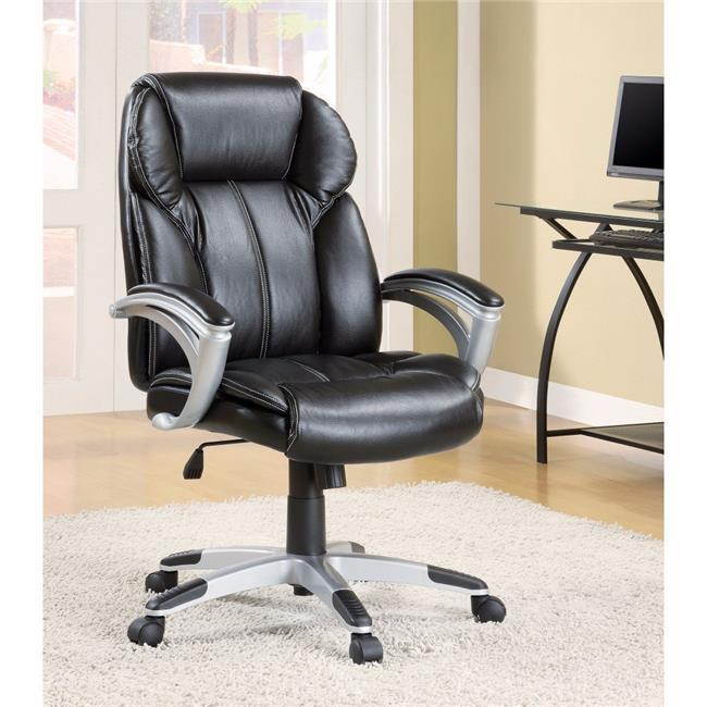 Benzara BM159035 Executive High-Back Leather Chair, Black