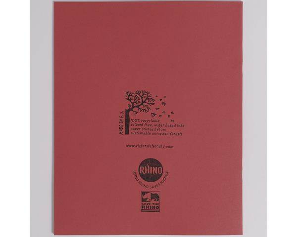 Rhino Exercise Book, 8 x 6.5 Inches, 48 page,  8mm ruled lines, Red Cover (Pack of 10)