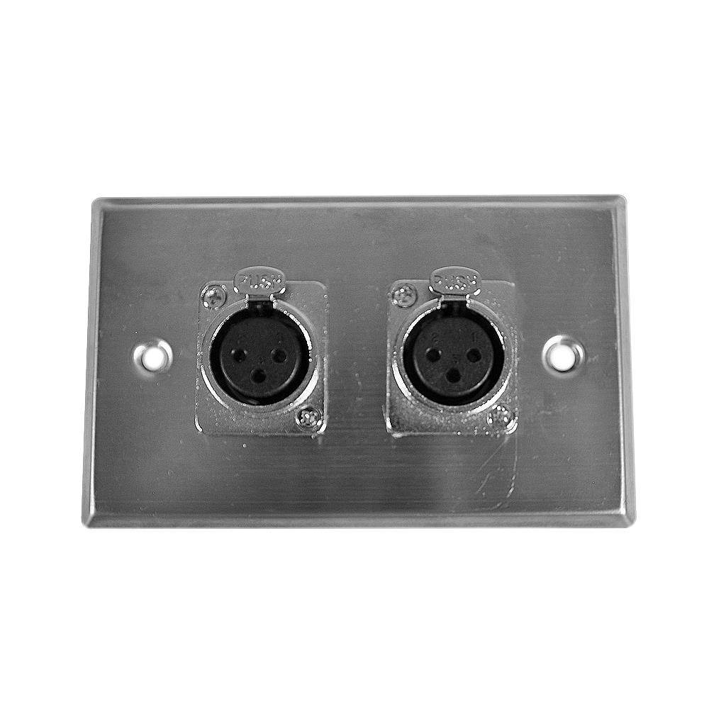 Seismic Audio - SA-PLATE28 - Stainless Steel Wall Plate -Dual XLR Female Connectors - Cable Installation