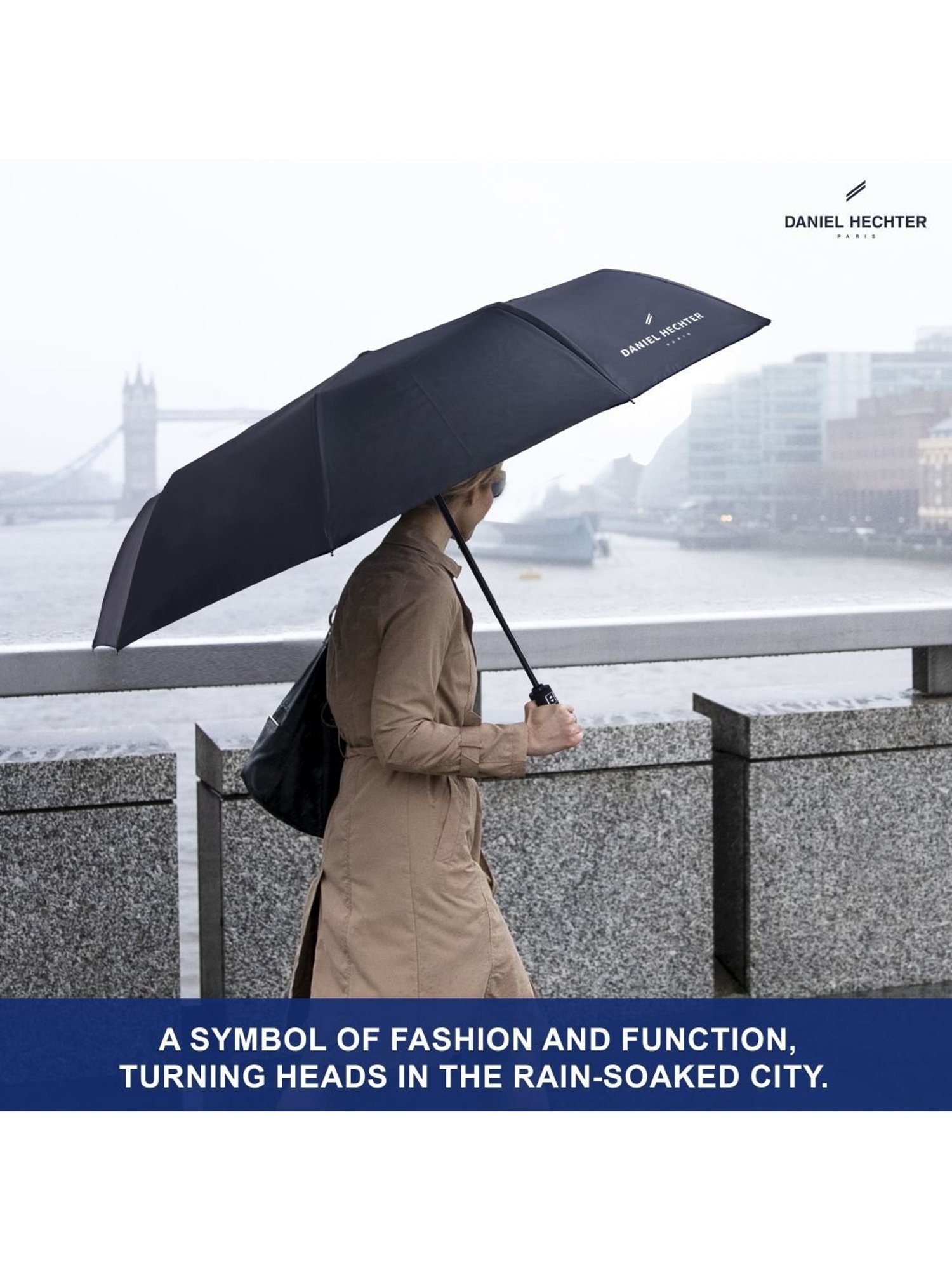 Daniel Hechter Auto Open & Close UV Protection Black Umbrella