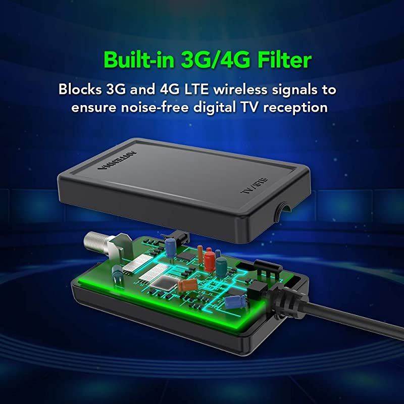 Outdoor Antenna with Mounting Base For Attic or Roof & 33FT RG6 Coax Cable- 65-75 Miles Range -Support 8K 4K 1080P UHF VHF Freeview HDTV Channels