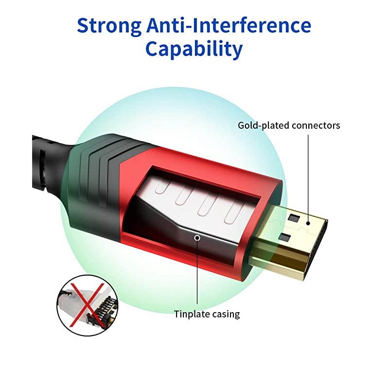 4K 60Hz HDMI Cable 10ft3M  HDMI 20 to HDMI High Speed 18Gbps 28AWG HDR 3D 2160p 1080p Braided Cord Compatible with Ethernet Audio ReturnARCFire TV UHD TV PC Red