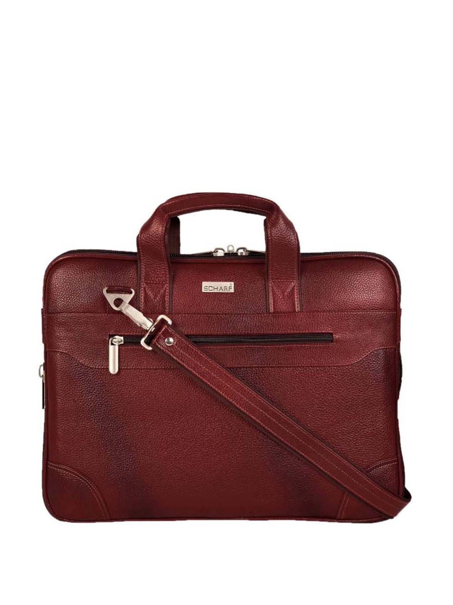 Scharf Walker Maroon Formal Leather Laptop Bag