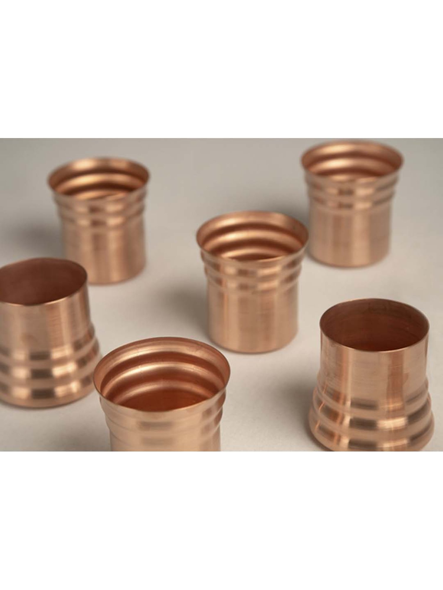 COPPRE Metallic Copper Antimicrobial Ripple Tumbler (300 ml) - Set of 2