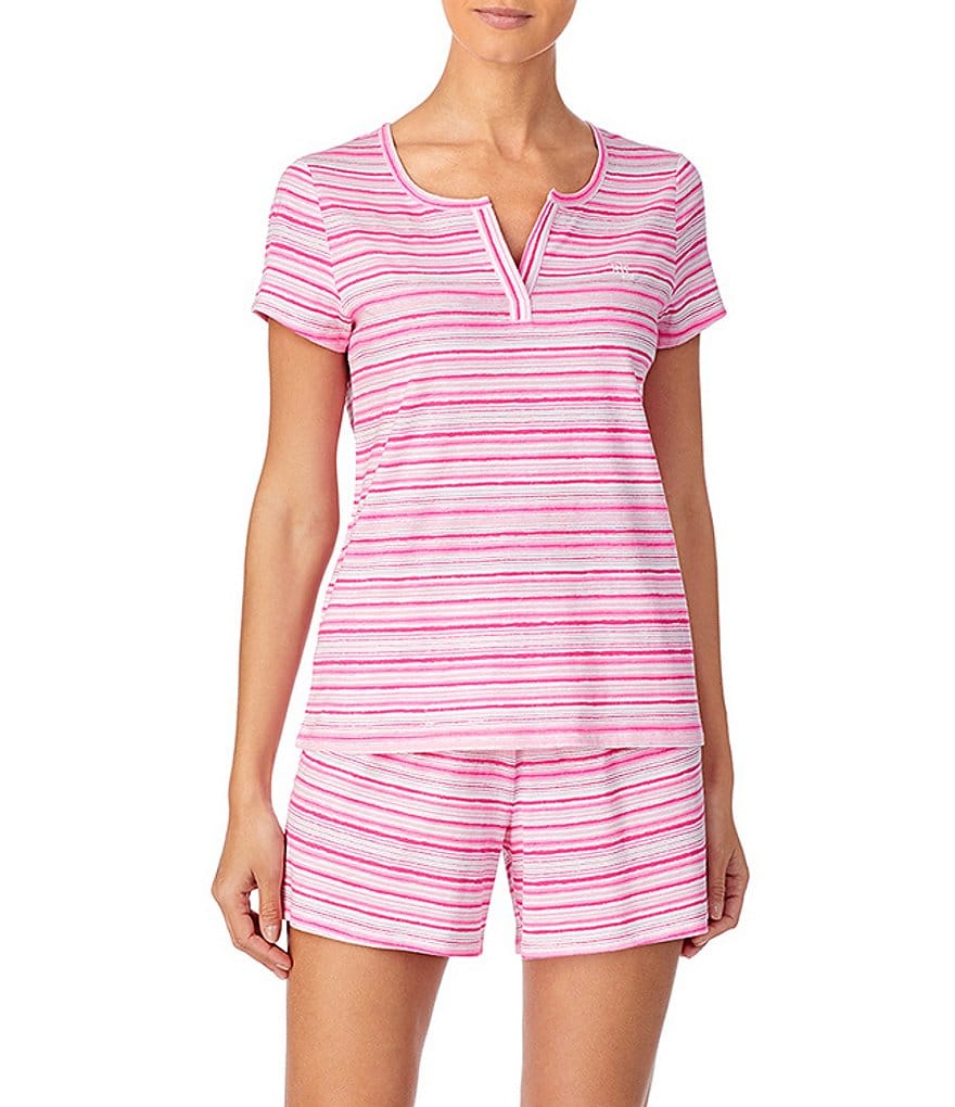 Lauren Ralph Lauren Striped Print Knit Shorty Coordinating Pajama Set