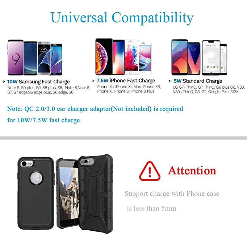 Car Charger CD Mount, Auto Clamping CD Player Phone Holder Air Vent Qi Charger Compatible with 11 Pro XS Max XR X 8 SE, Charger Mount for Samsung Galaxy S10 Plus S9 S8 S7 S6 Note 10 9