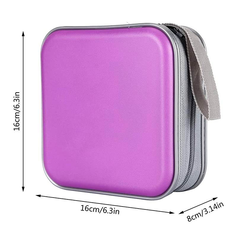CD Case, 40 Capacity CD DVD Heavy Duty Wallet Storage Organizer Holder VCD Binder Bag Album Booklet (A-Purple)
