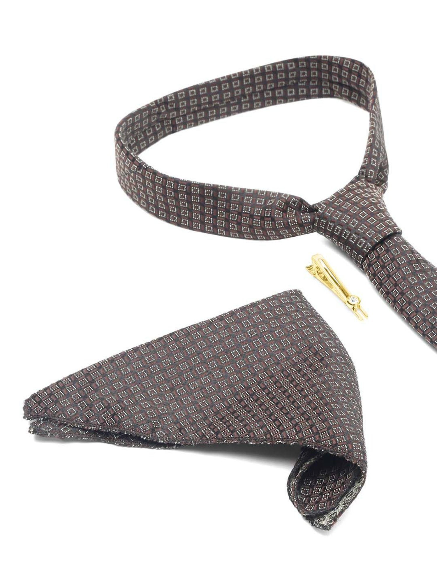 Louis Stitch Brown Embroidered Necktie Gift Set - Set of 3